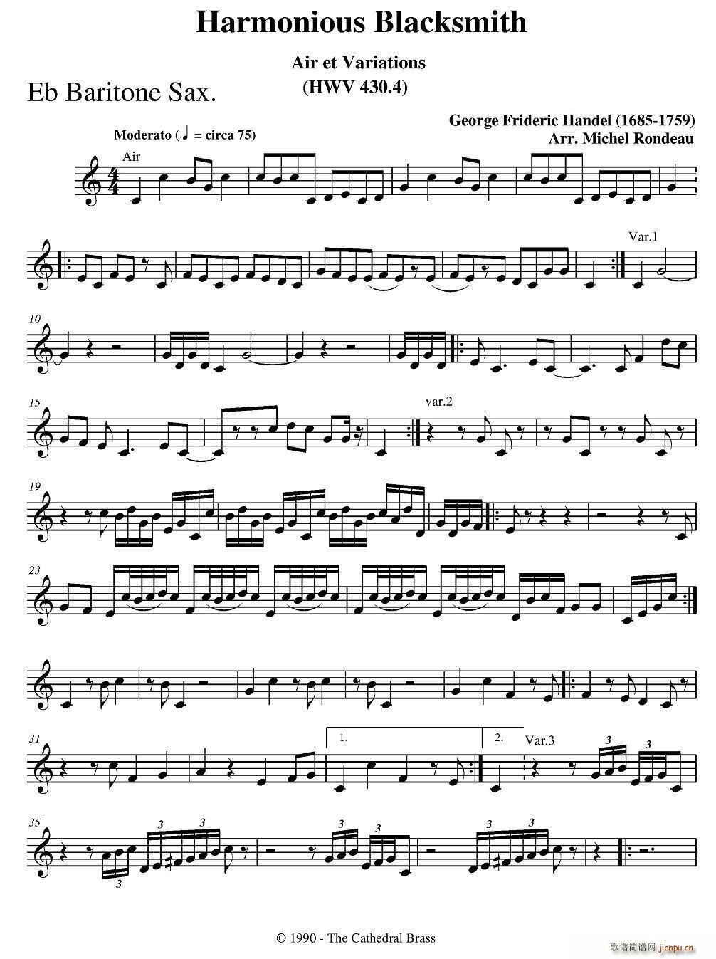 Harmonious Blacksmith 快乐的铁匠 四重奏(总谱)5