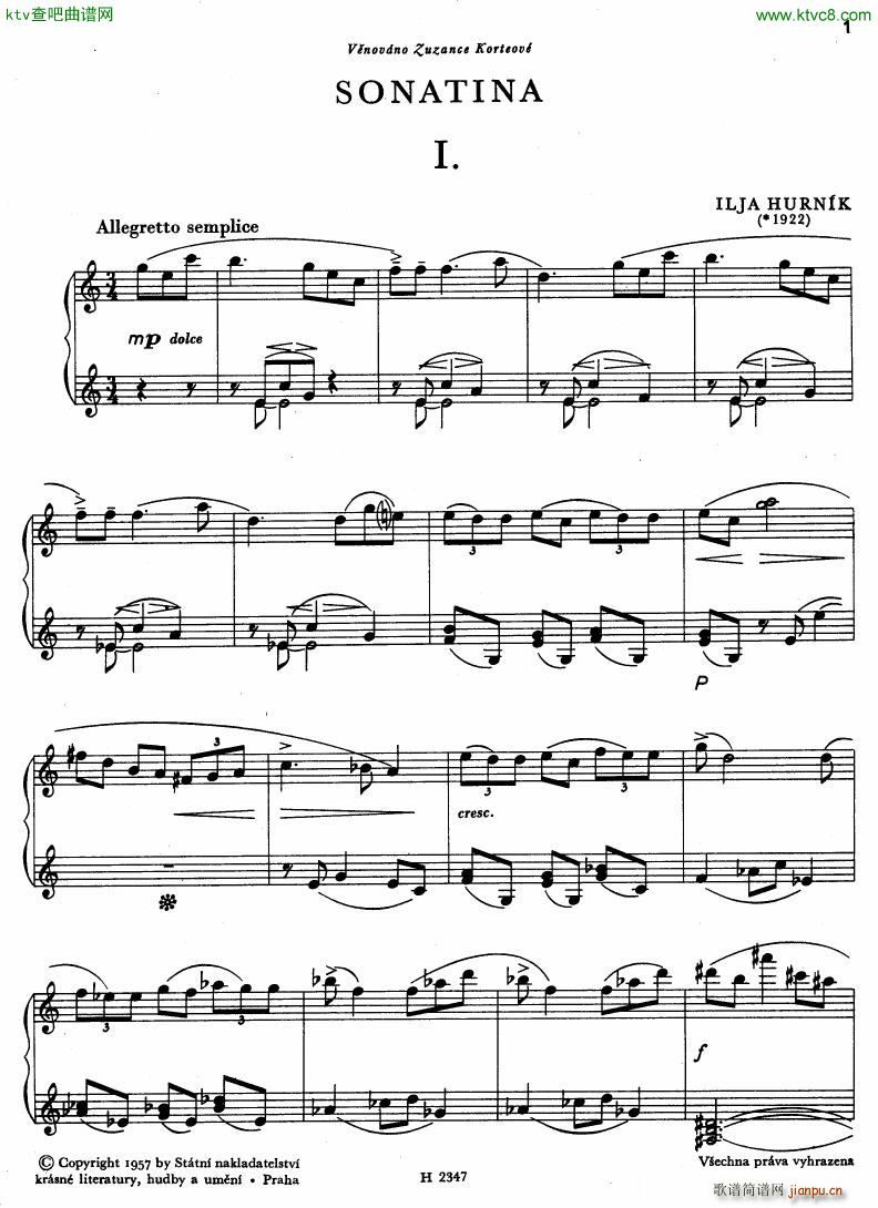 Hurnik piano sonatina(钢琴谱)1