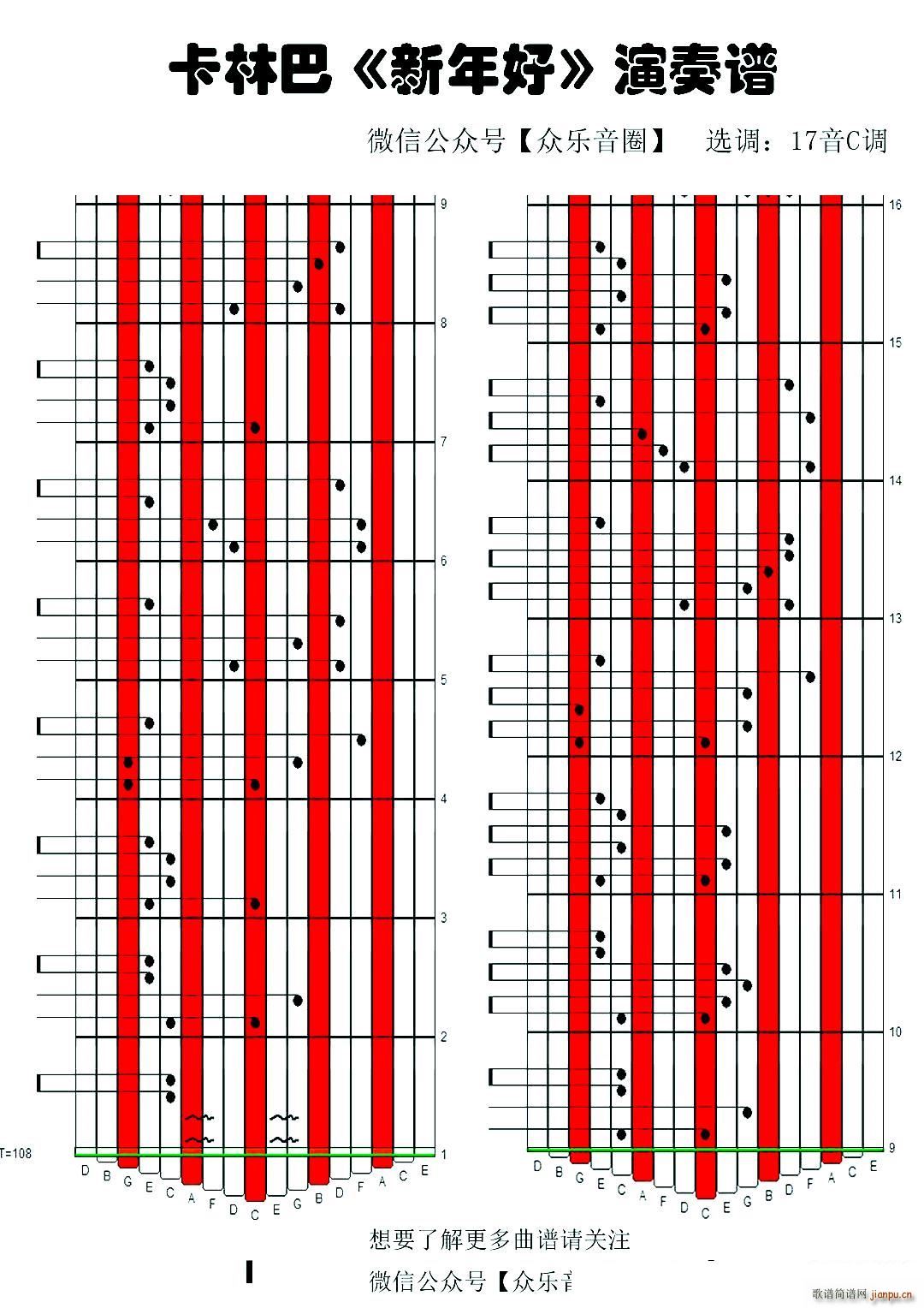 新年好 拇指琴卡林巴琴专用谱(十字及以上)1