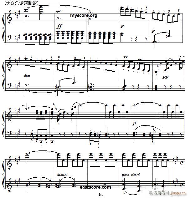 古典钢琴小曲 门德尔松 幻想曲(钢琴谱)5