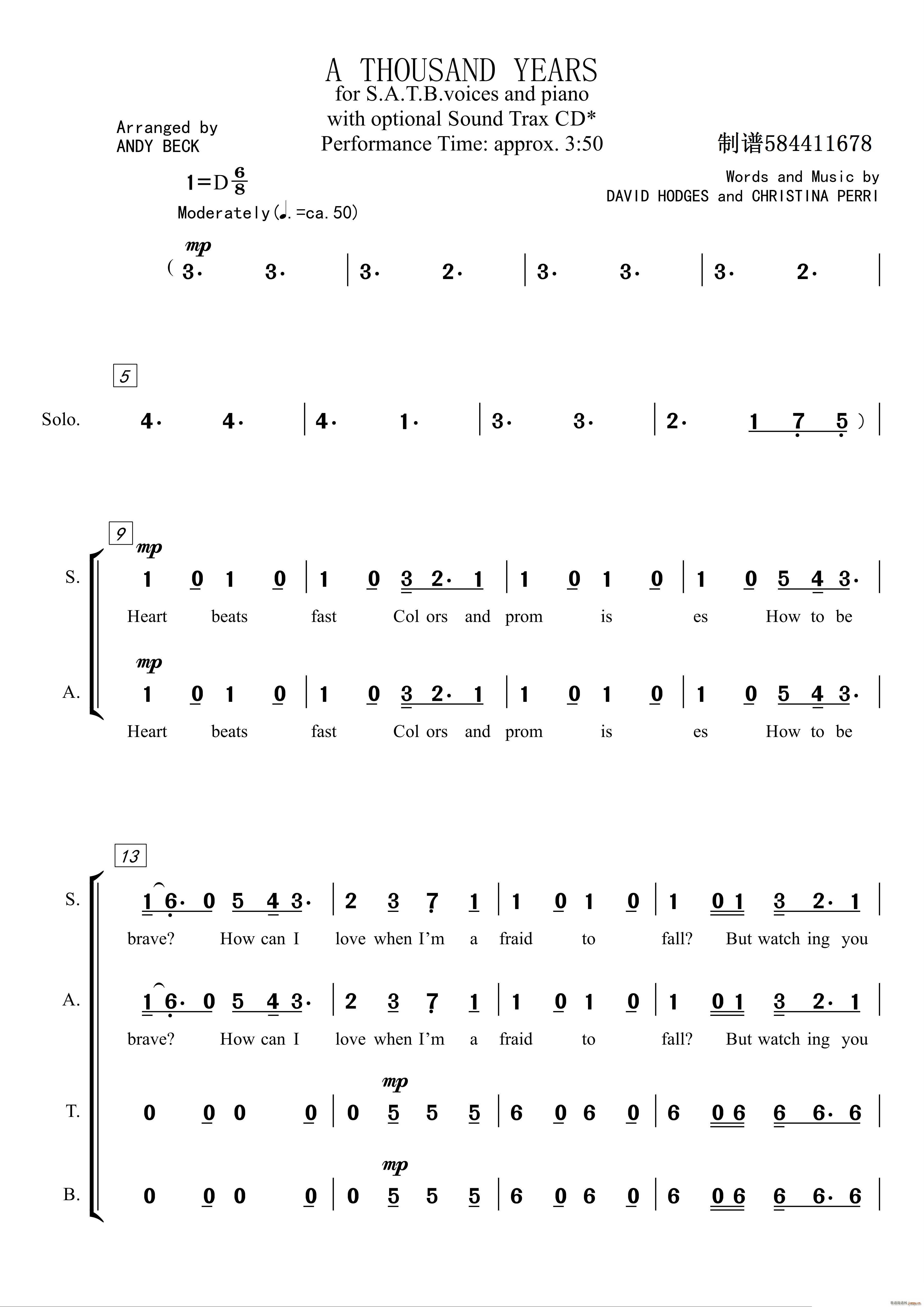 A Thousand Years一千年混声合唱谱(合唱谱)1