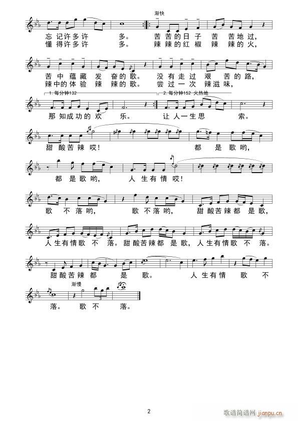 甜酸苦辣都是歌(七字歌谱)1