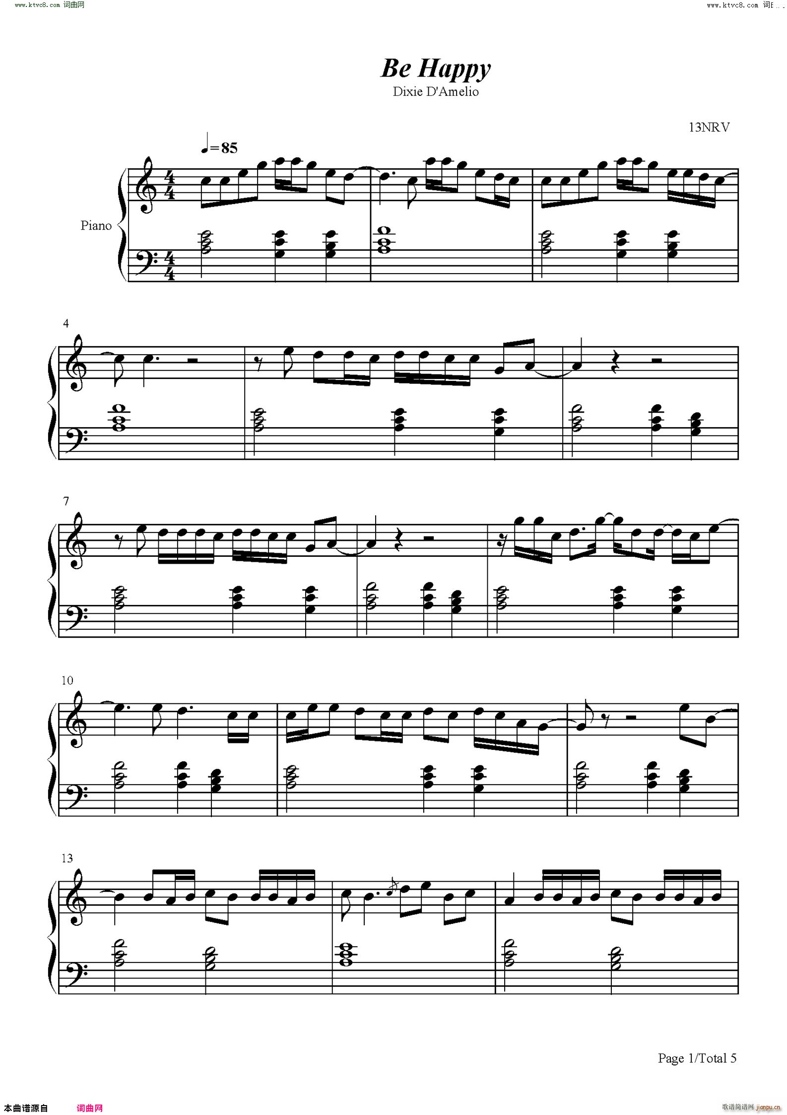 Be Happy(钢琴谱)1