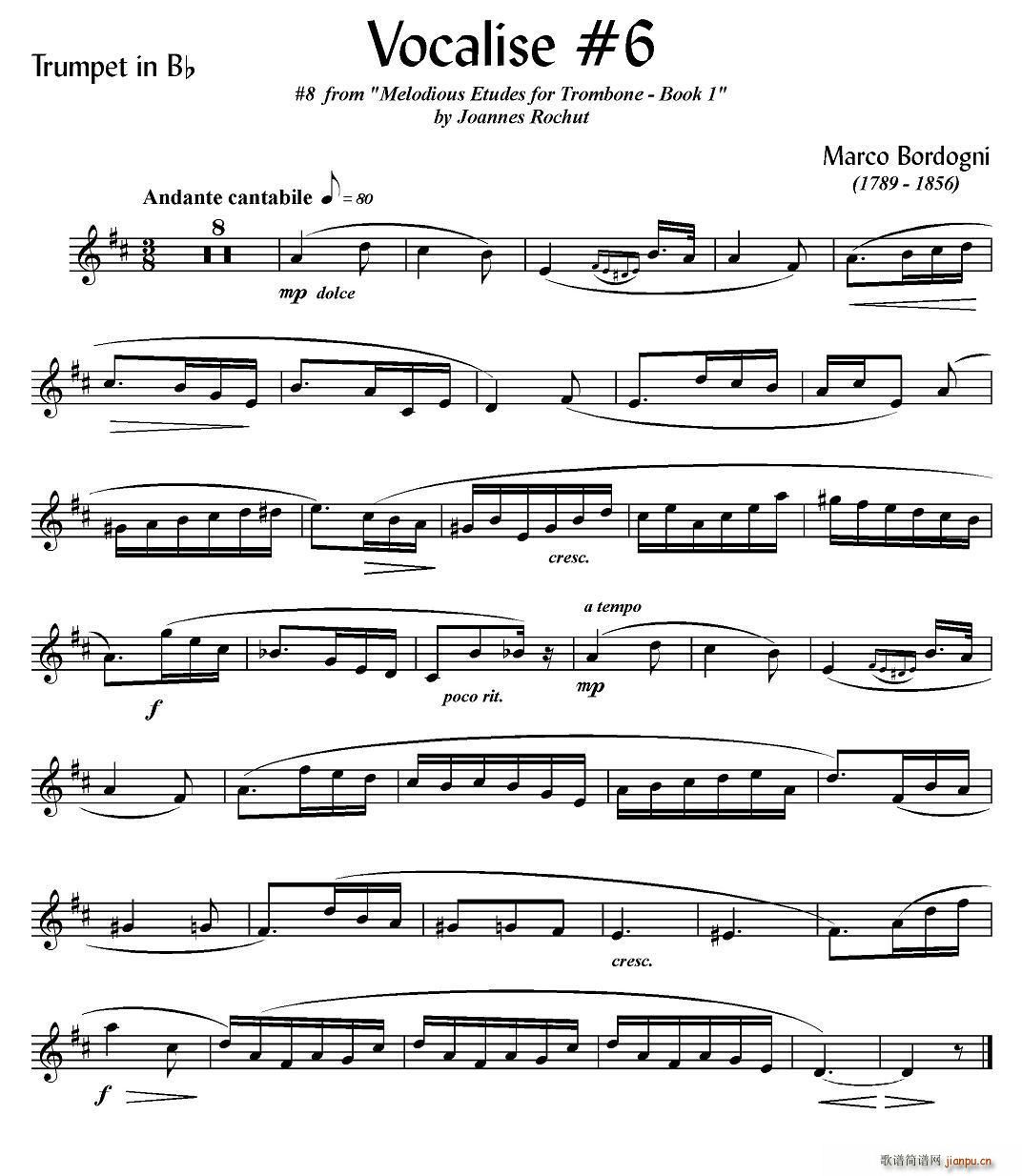 Bordogni Vocalise 6 小号(十字及以上)1