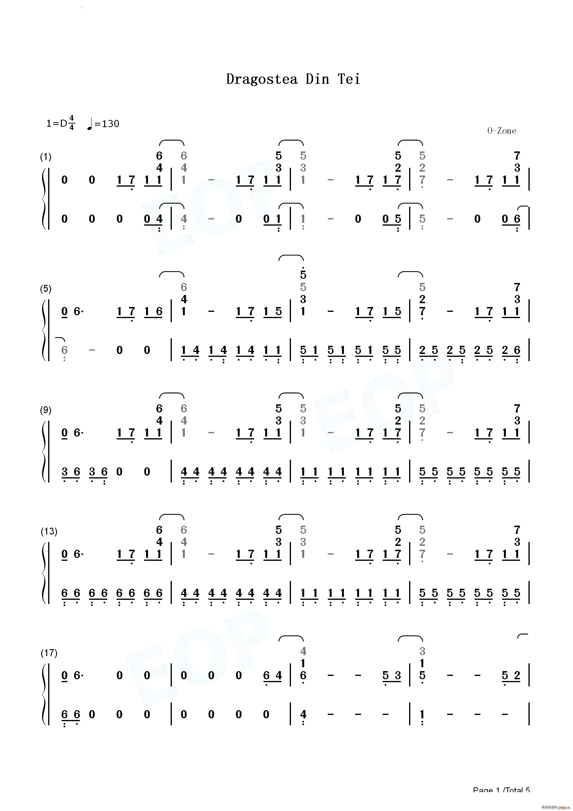 Dragostea Din Tei 不怕不怕(钢琴谱)9