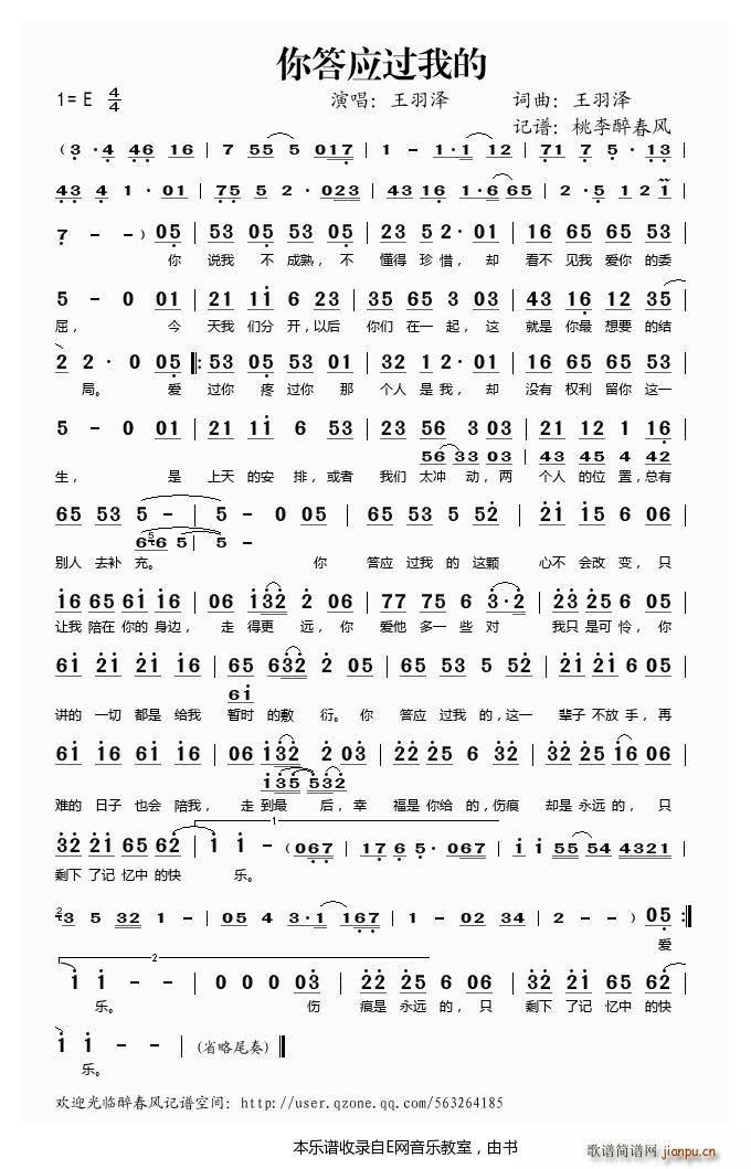 你答应过我的 王羽泽(十字及以上)1