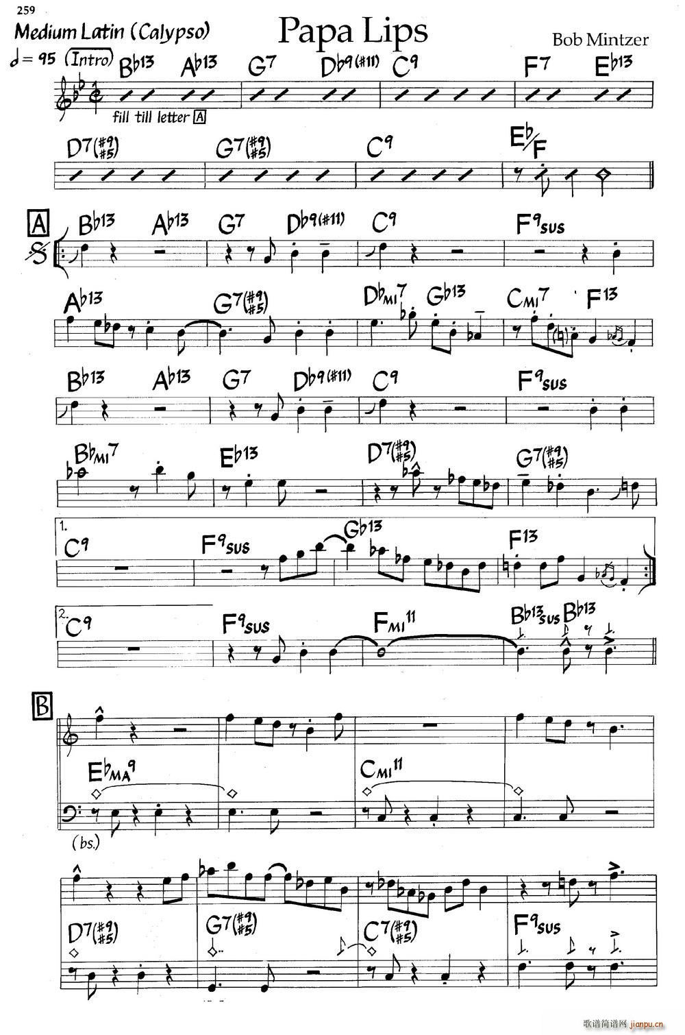 Papa Lips 爵士钢琴曲(钢琴谱)1