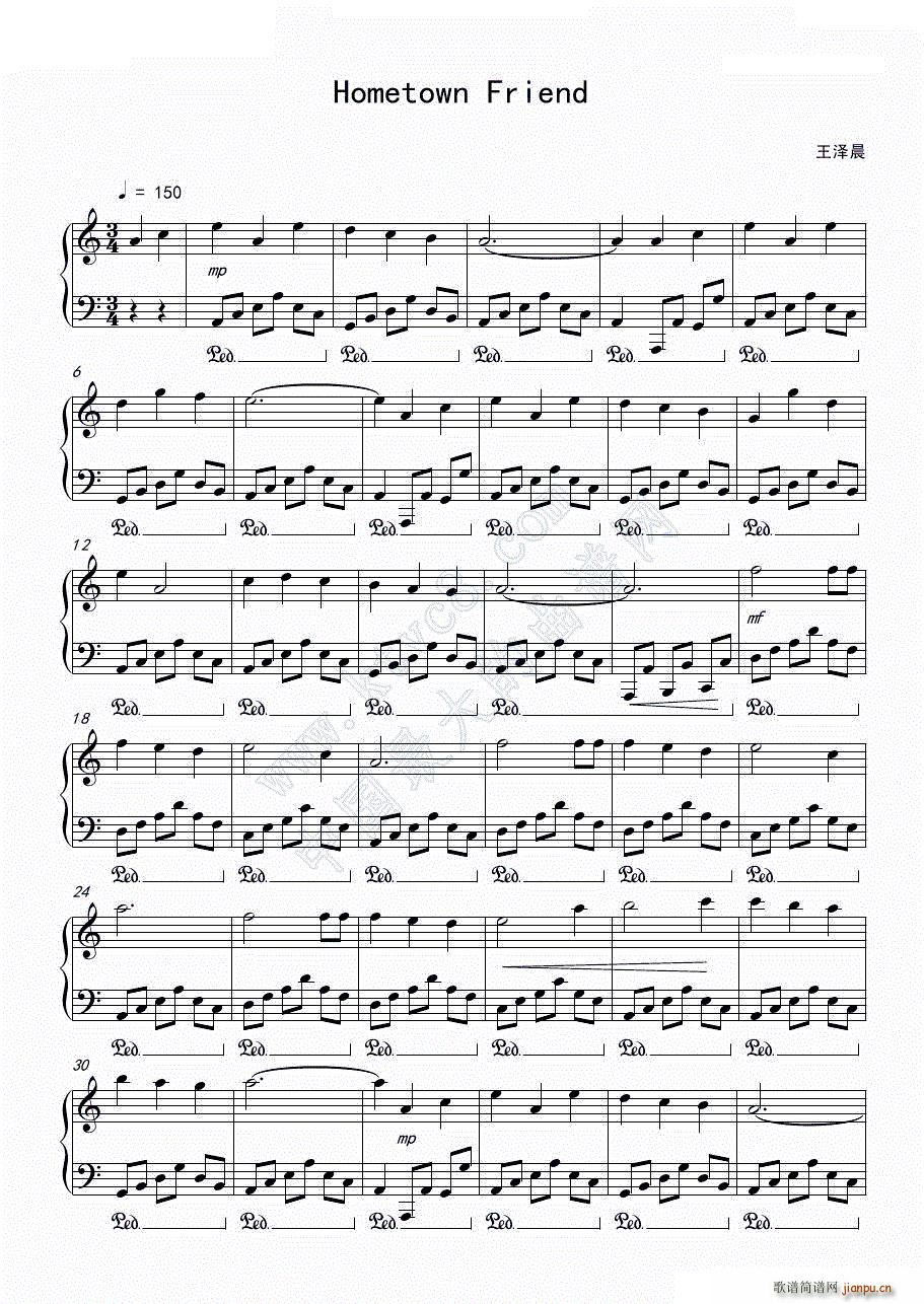 Hometown Friend(钢琴谱)1