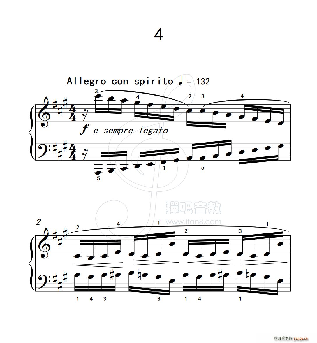 练习曲 4 克拉莫钢琴练习曲60首(钢琴谱)1