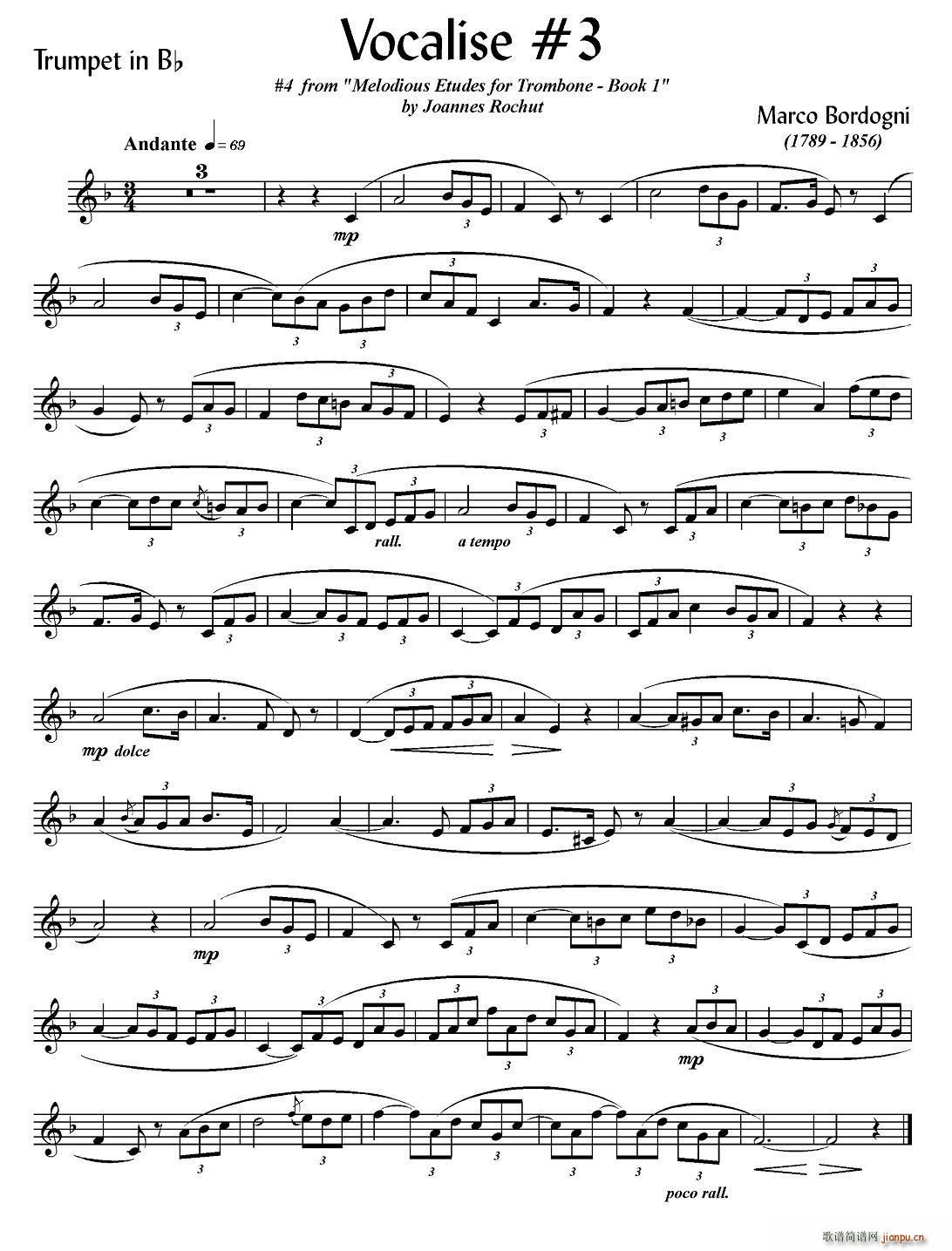 Bordogni Vocalise 3 小号(十字及以上)1