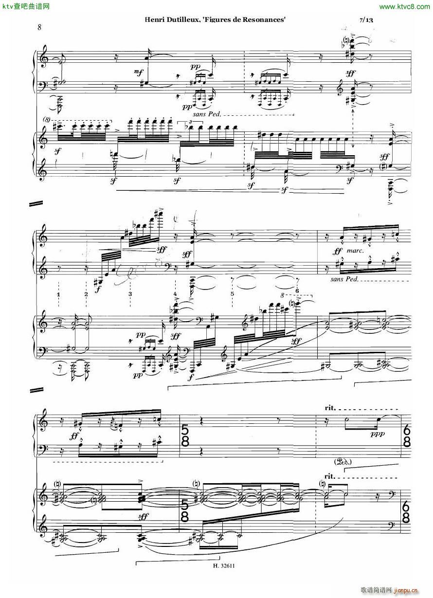 Dutilleux Figures de Résonances for Two Pianos(钢琴谱)7