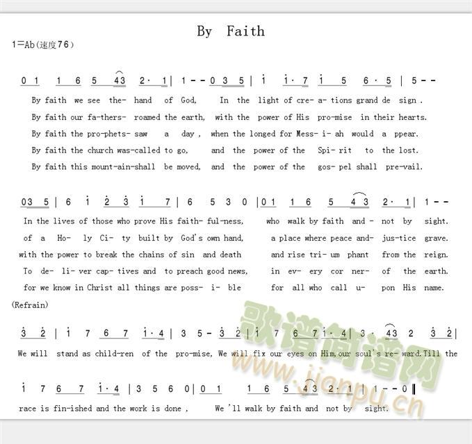BY  FAITH(九字歌谱)1