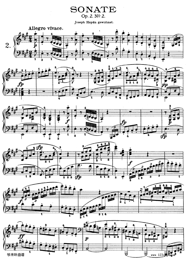 A大调第二钢琴奏鸣曲-贝多芬(钢琴谱)1