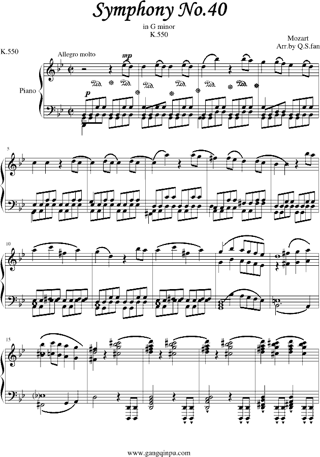 莫扎特第四十号交响曲(钢琴谱)1