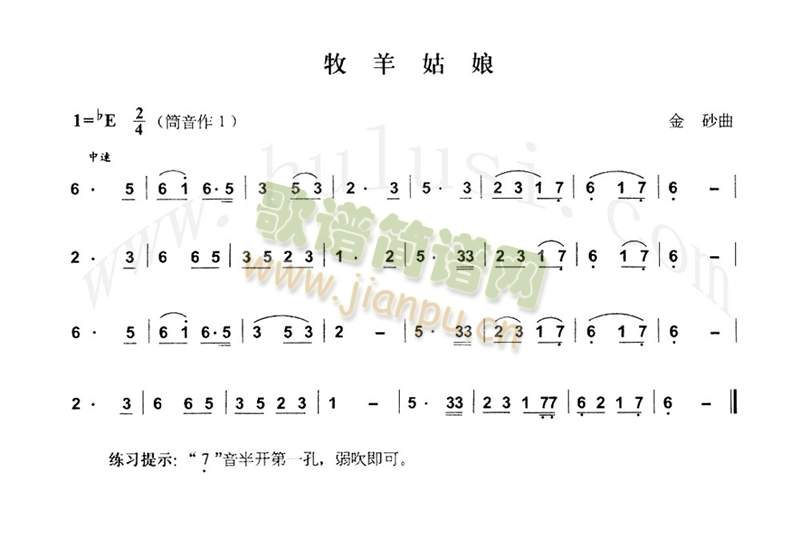 牧羊姑娘(葫芦丝谱)1