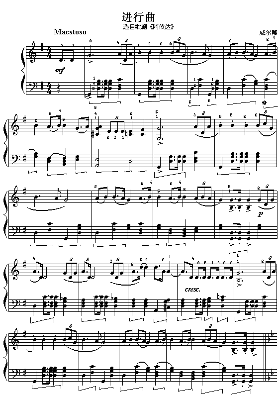 威尔第歌剧“阿尼达”选曲：进行曲(钢琴谱)1