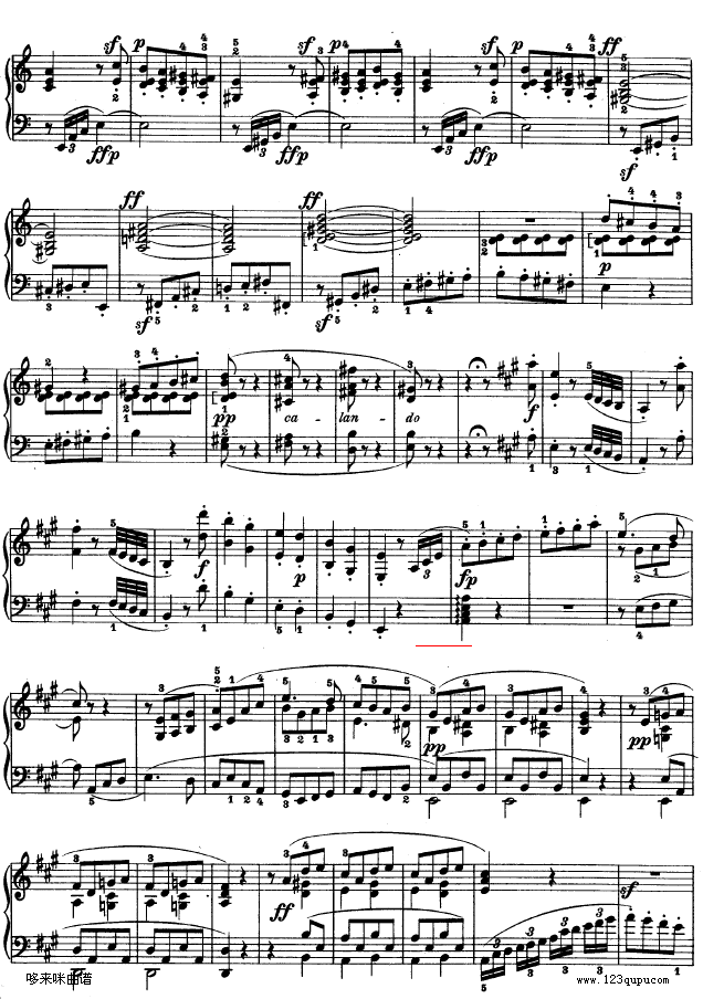 A大调第二钢琴奏鸣曲-贝多芬(钢琴谱)6