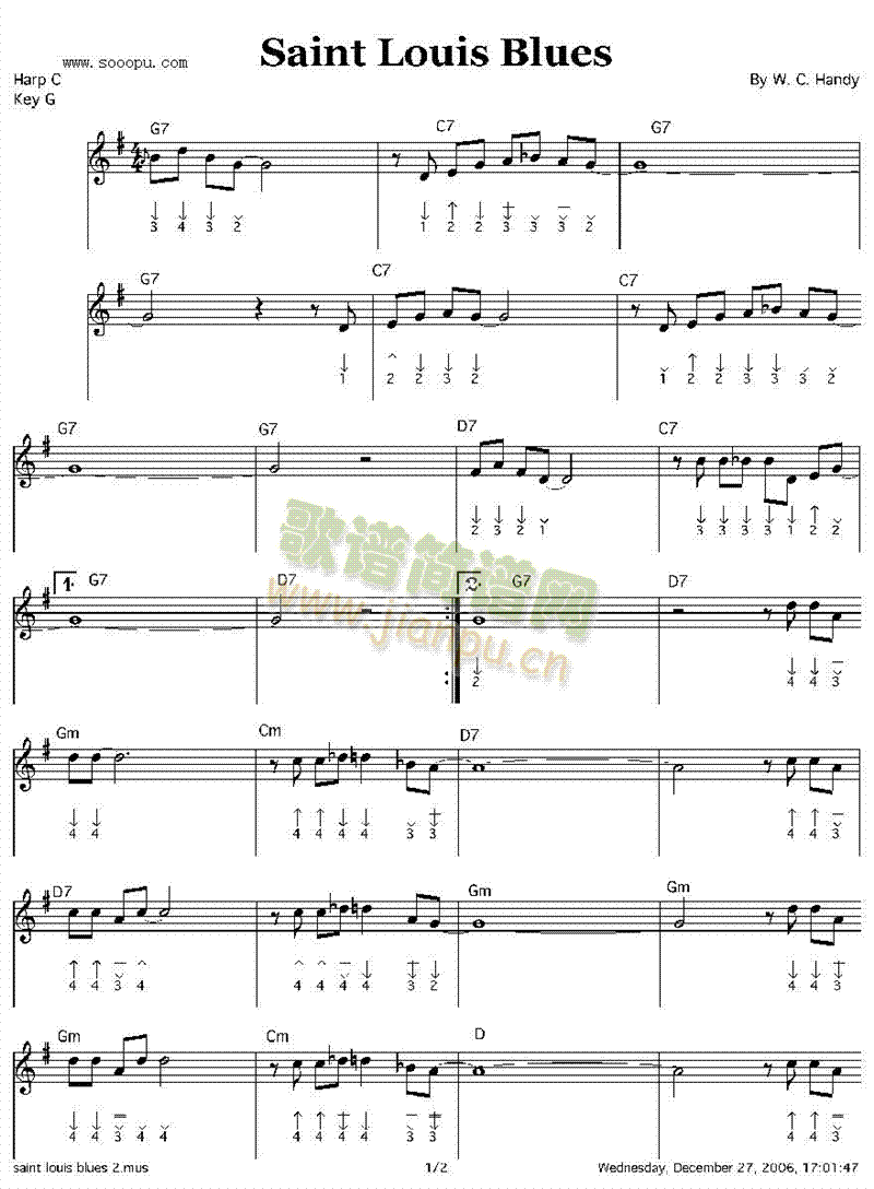 saintlouisblues口琴谱(其他乐谱)1