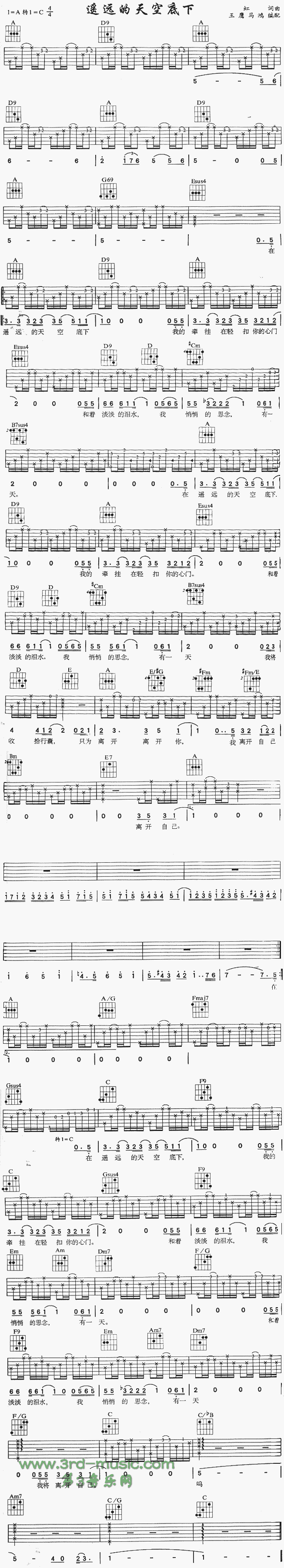 遥远的天空底下(吉他谱)1