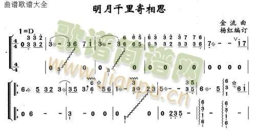 千里明月寄情思(古筝扬琴谱)1