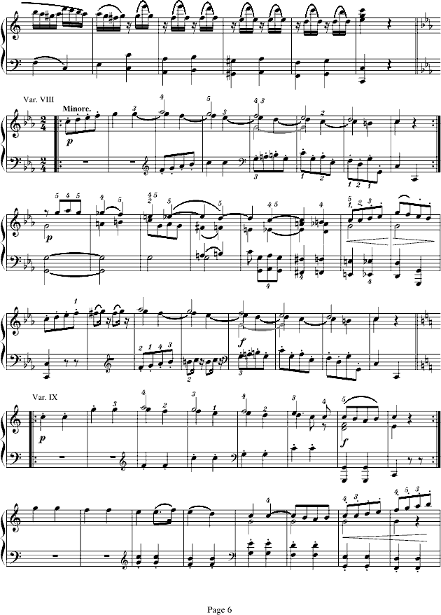 小星星变奏曲K.265(钢琴谱)6