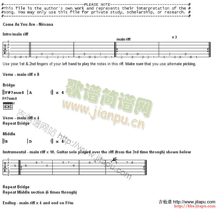 ComeAsYouAre(吉他谱)1