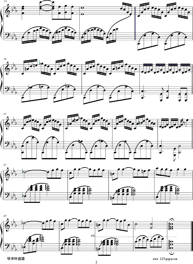 白色旋律--克莱德曼(钢琴谱)3