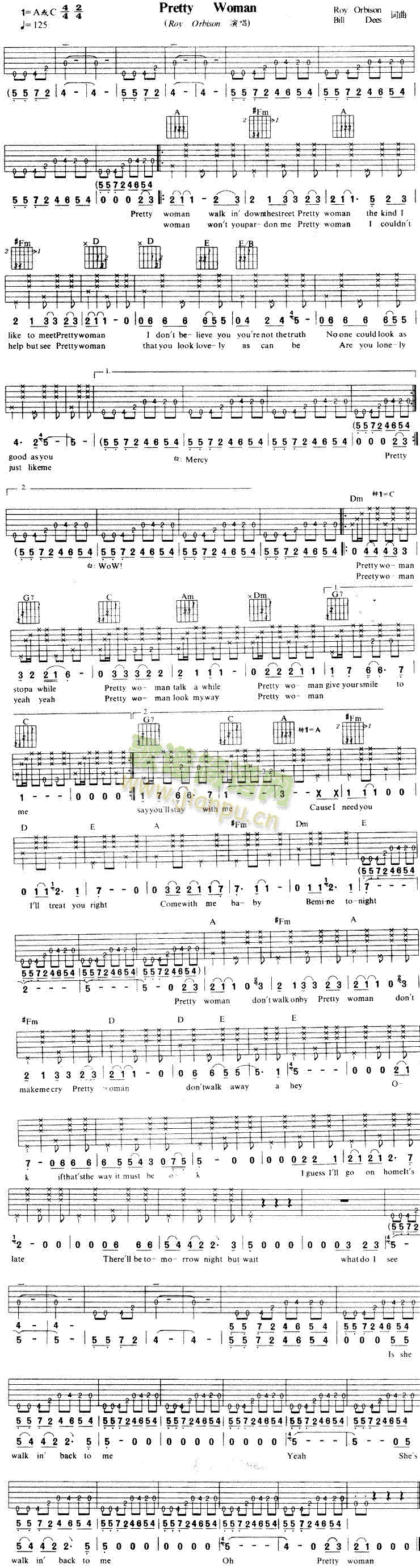 PrettyWoman(吉他谱)1