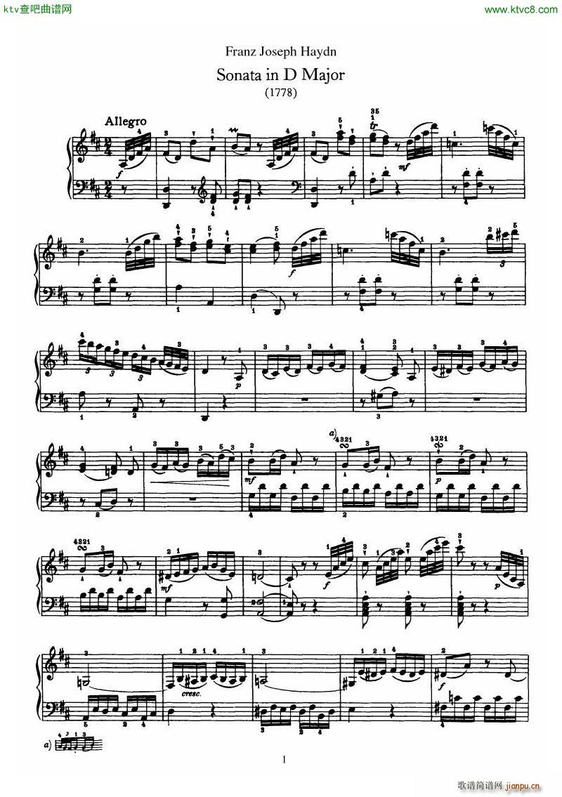 Haydn Piano Sonata No 33 In D(钢琴谱)1