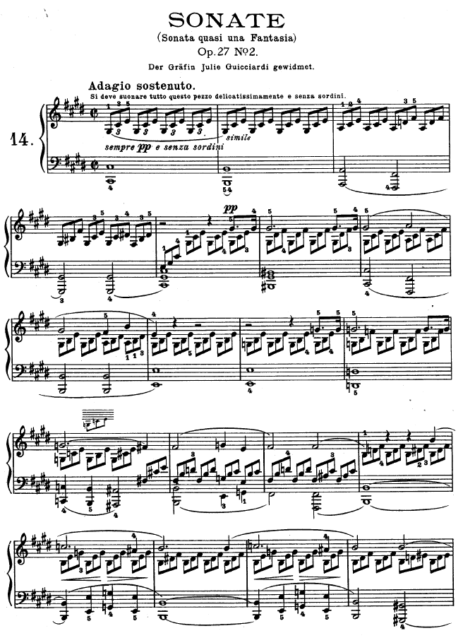 第十四钢琴奏鸣曲(钢琴谱)1