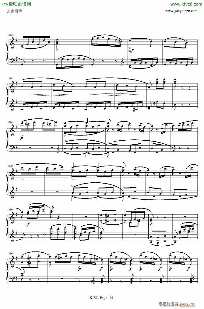 莫扎特G大调钢琴奏鸣曲K 283(钢琴谱)14