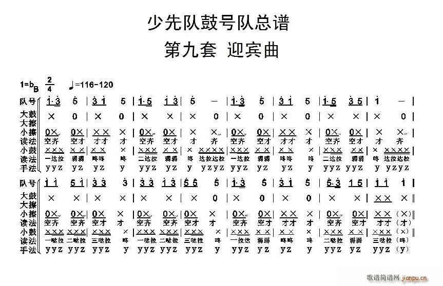 中国少年先锋队鼓号队 第九套 迎宾曲(总谱)1