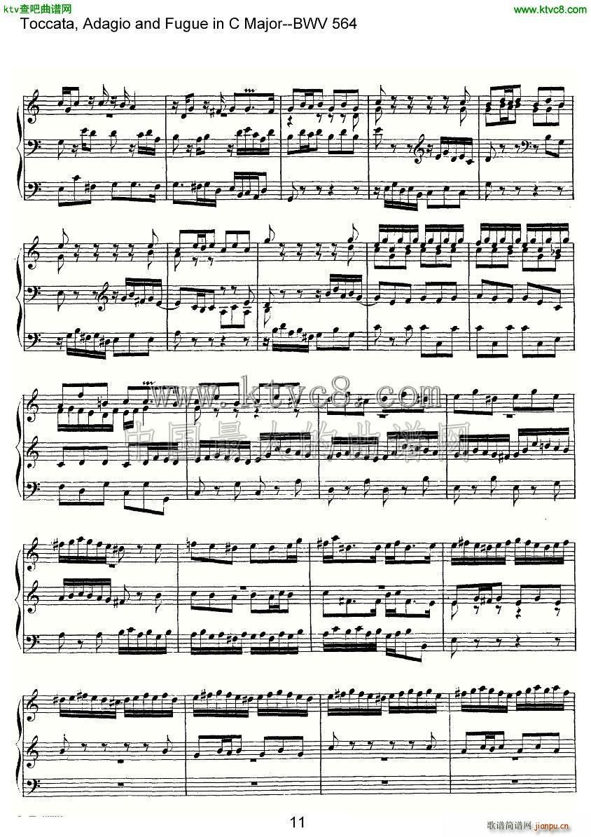 Toccata Adagio and Fugue in C Major BWV 564 管风琴谱(十字及以上)11
