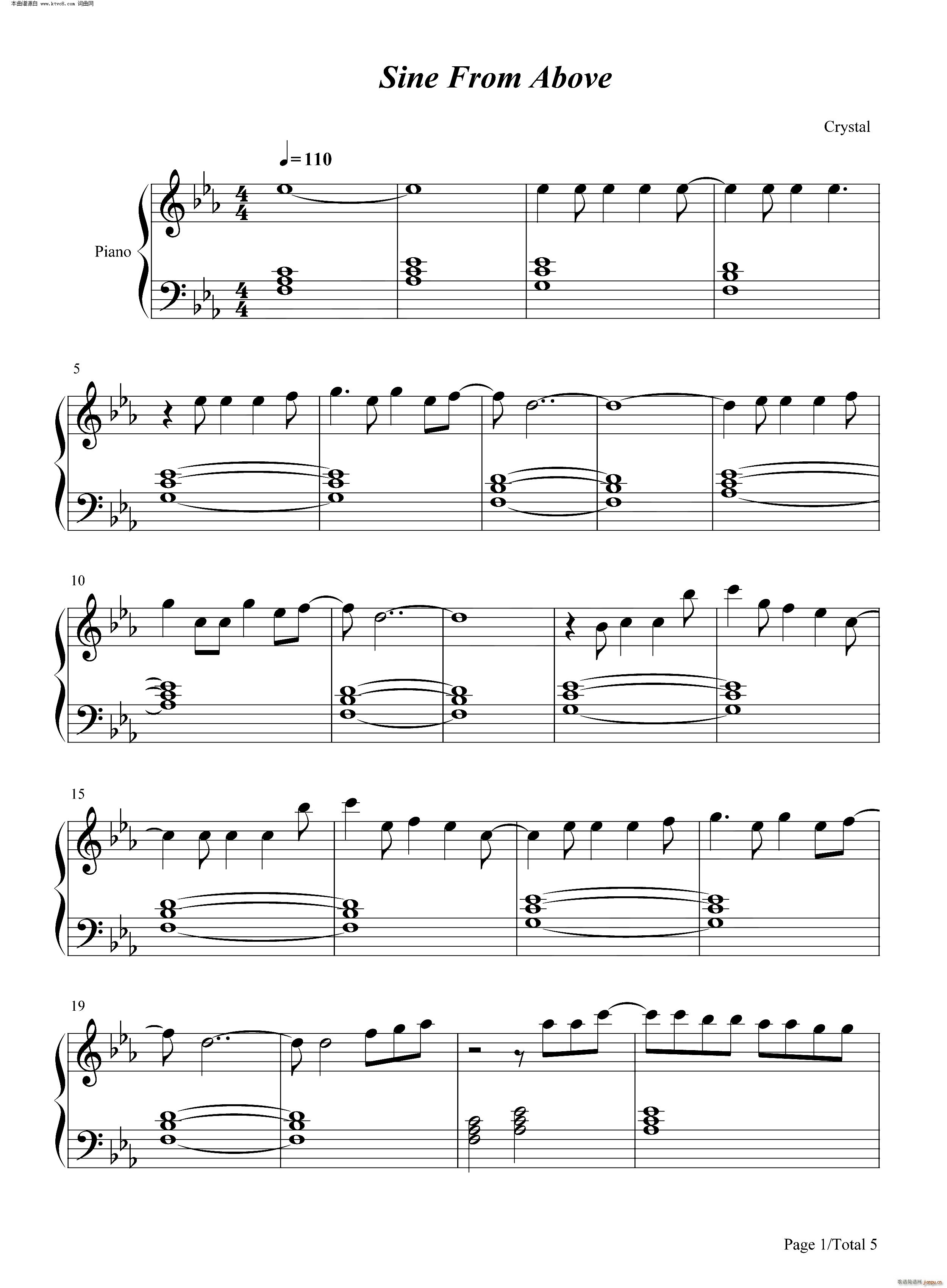 Sine From Above Lady Gaga ft Elton John(钢琴谱)1
