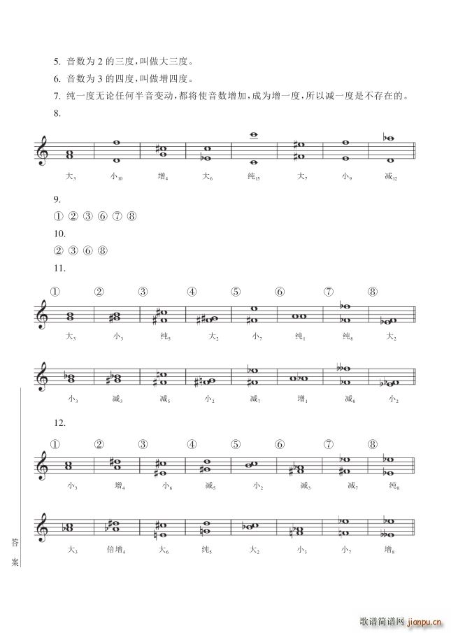 其他 第16讲关于旋律的基础知识 第174页答案之练习五 六续(十字及以上)1