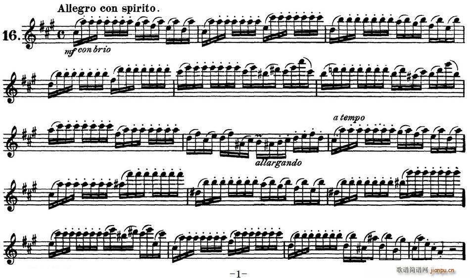 柯勒30首高级长笛练习曲作品75号 NO 16(笛箫谱)1