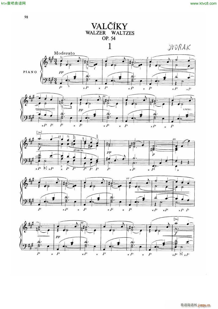 Dvorak Walzer op 54(钢琴谱)1