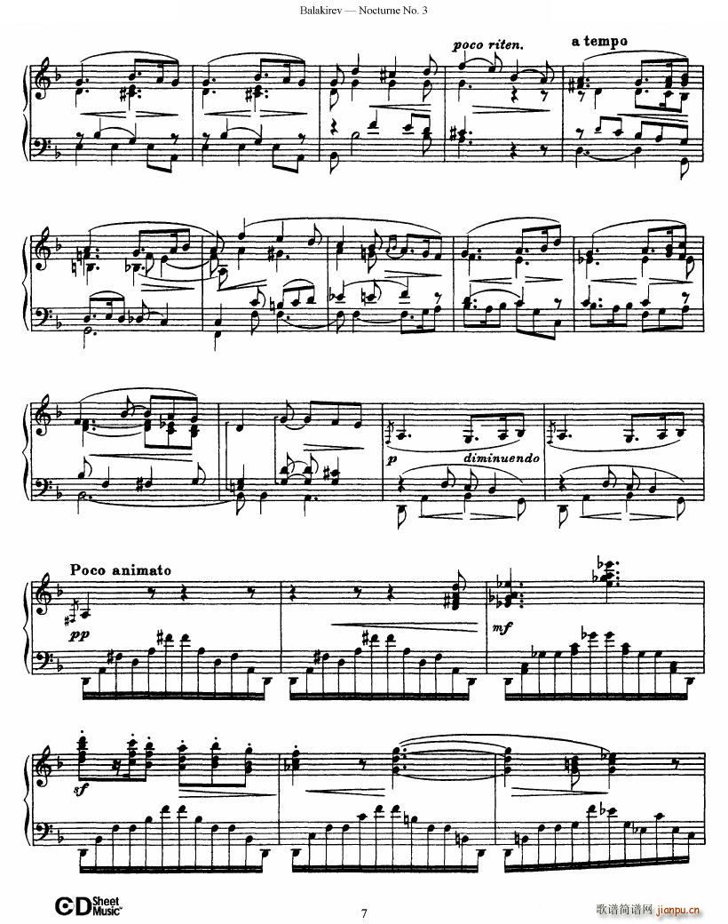 Balakirev Nocturne No 3 Nocturne No 3(十字及以上)7