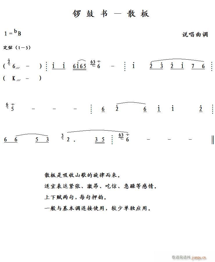 锣鼓书 散板(六字歌谱)1