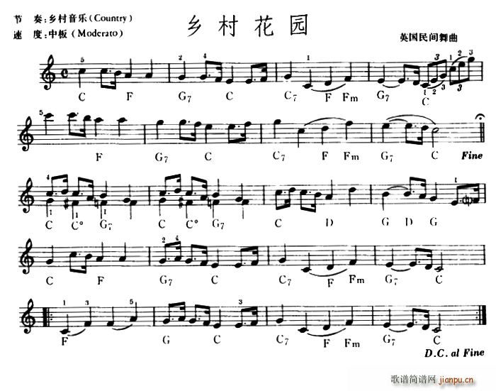 乡村花园(电子琴谱)1