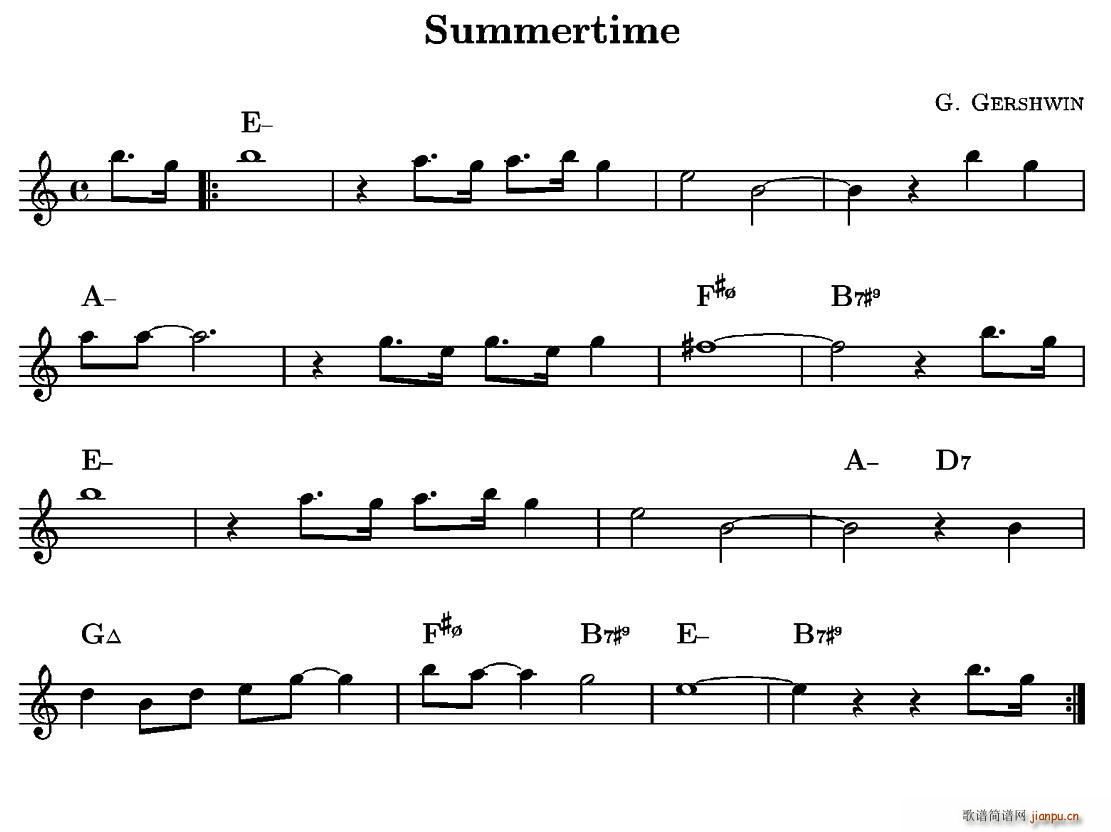 Summertime 单簧管(单簧管谱)1