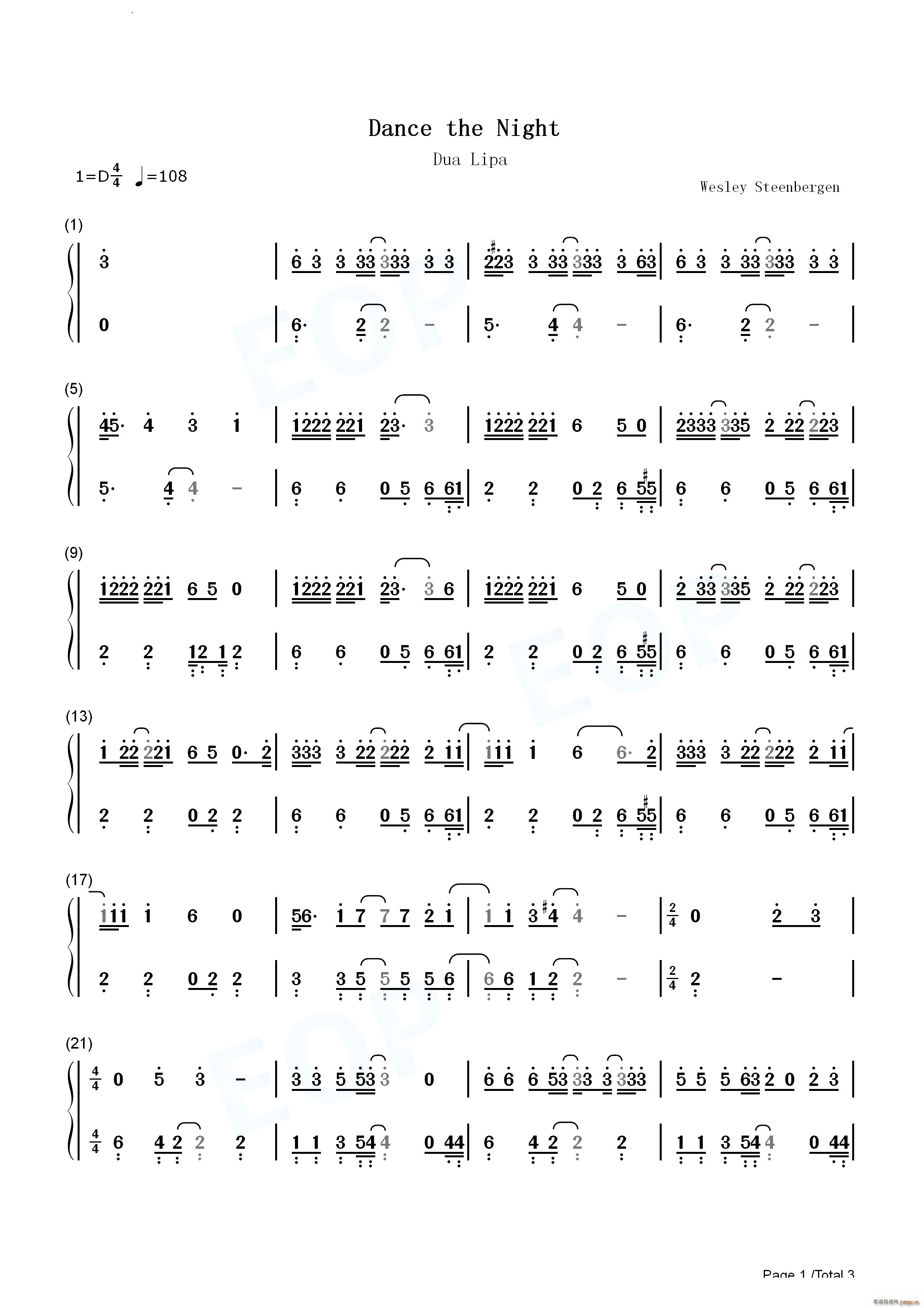 Dance the Night芭比配乐(钢琴谱)8