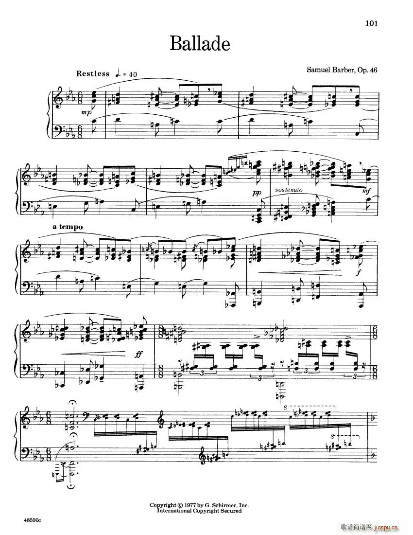 Barber op 46 Ballade op 46 Ballade(十字及以上)1