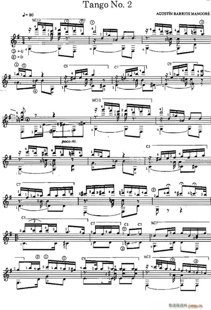 Tango No 2 古典吉他(吉他谱)1
