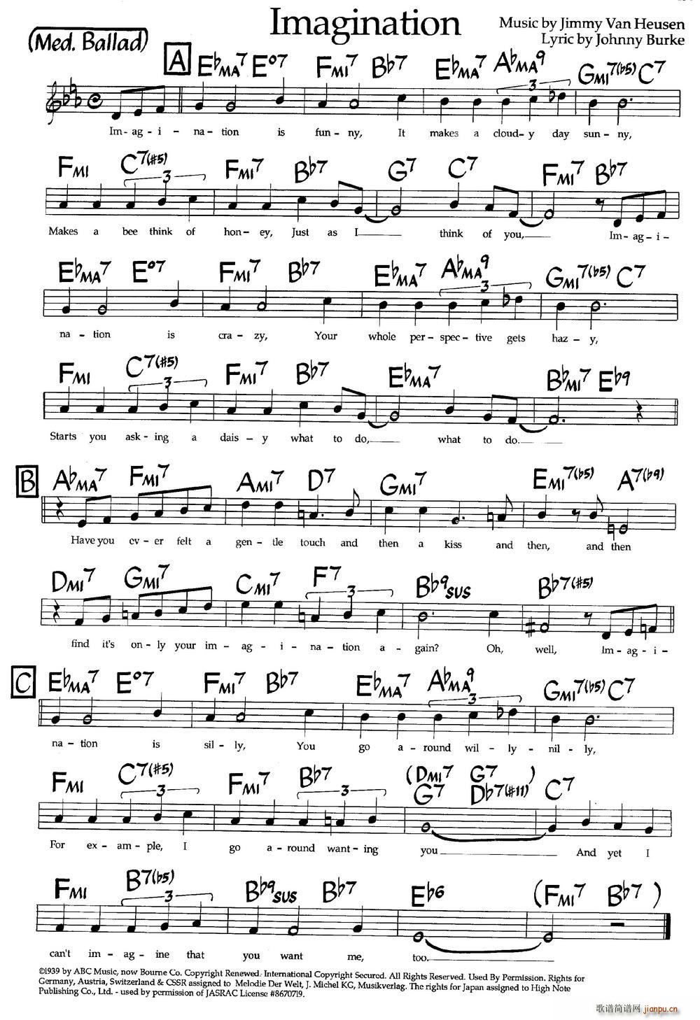 Imagination 爵士钢琴曲(钢琴谱)1