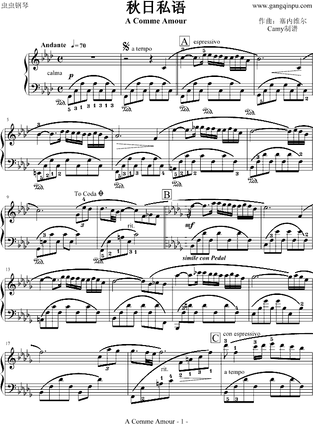 秋日私语(钢琴谱)1