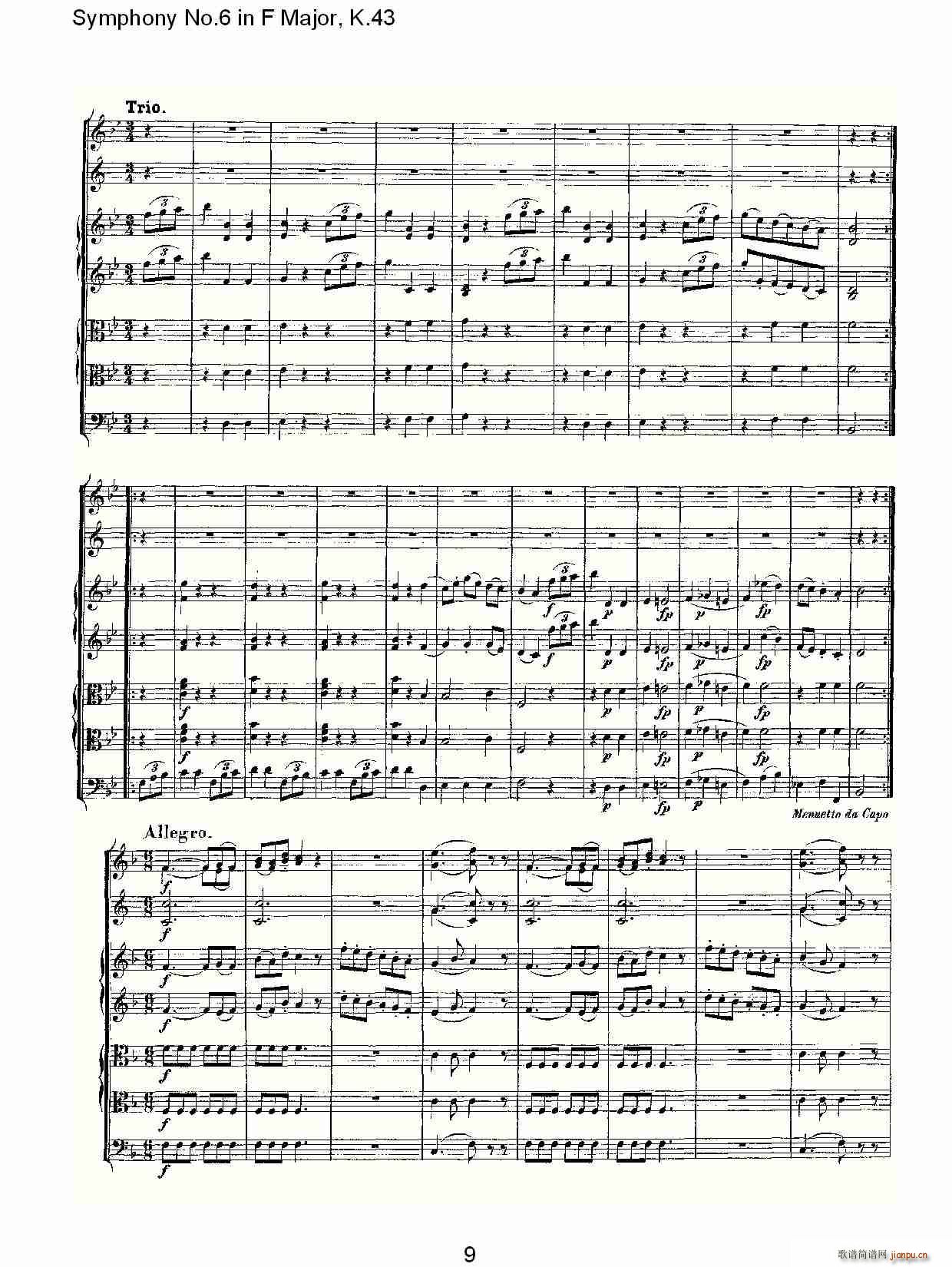 Symphony No.6 in F Major, K.43(十字及以上)9