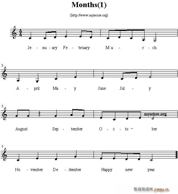 Months(六字歌谱)1