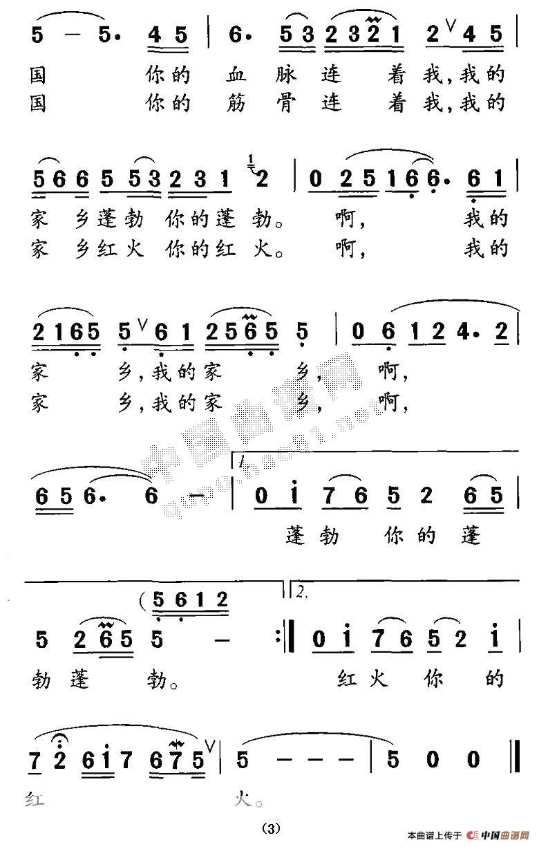 祖国连着我(五字歌谱)3