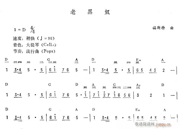 老黑奴 简(电子琴谱)1
